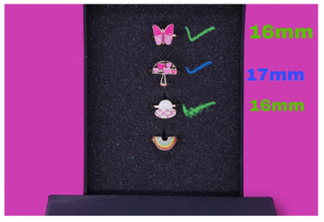 Butterfly Rainbow Enamel Ring Set